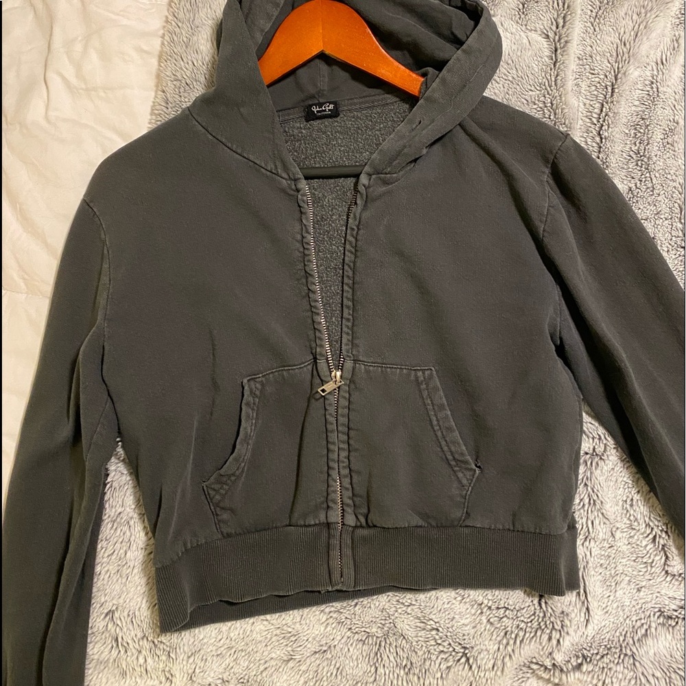 Washed black Brandy Melville cropped zip up